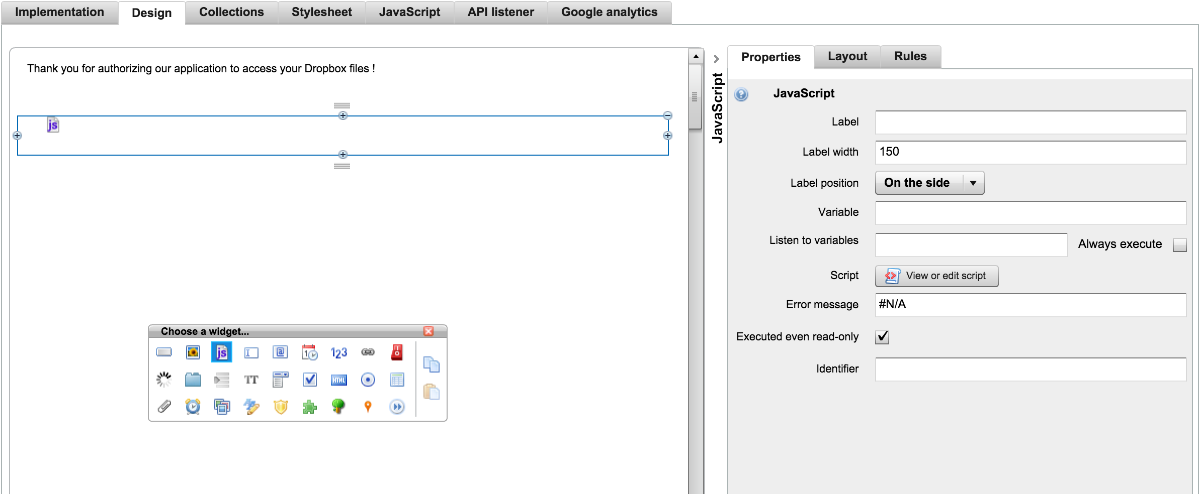 OAuth Token Callback Web Interface Design