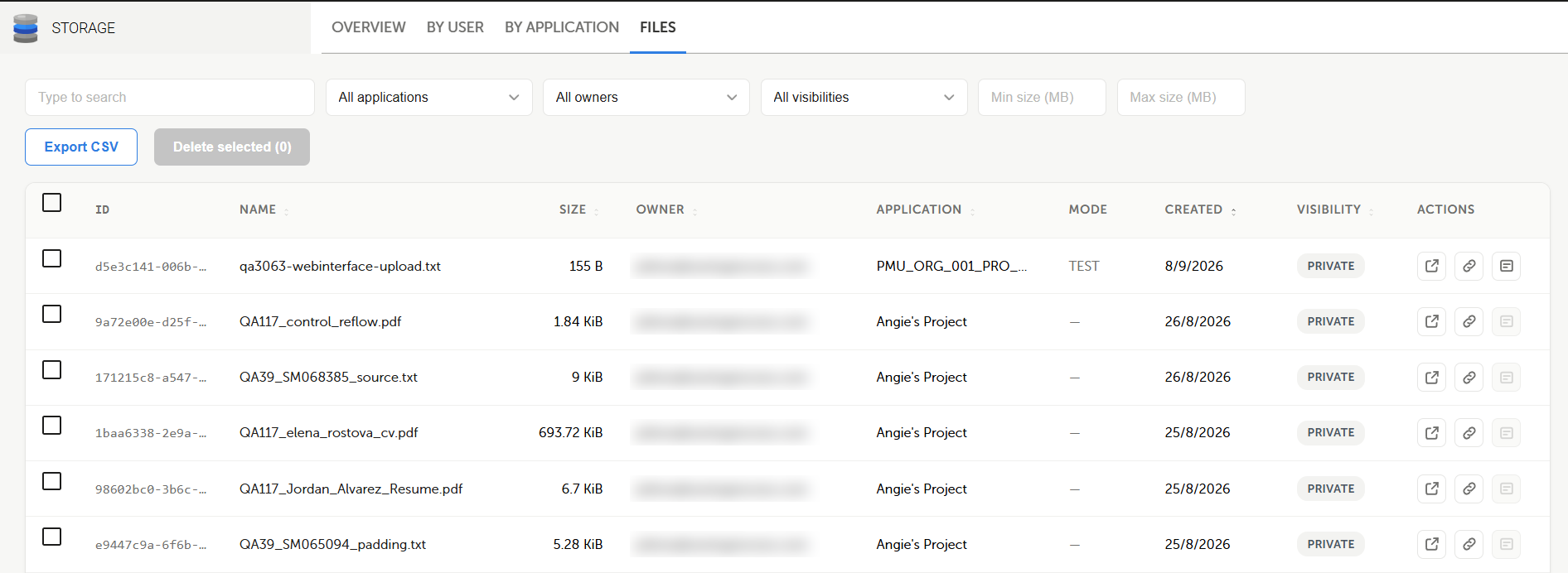 Storage application Files
