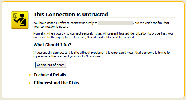 Invalid certificate Firefox